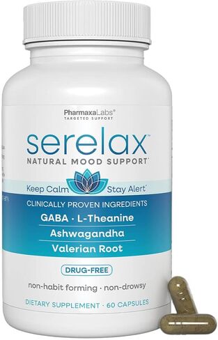 Stress Relief Supplement - Supports Mood & Mental Focus - Feel Calm and Relaxed - Eases Tension & Nervousness - Ashwagandha, GABA, Valerian & L-Theanine - 60 Capsules in Saudi Arabia