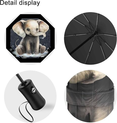 Elephant Gifts Portable Elephant Umbrella Travel Compact Automatic Folding Inverted Umbrellas for Rain Windproof Umbrellas Open Close Auto Sunshade Parasol Umbrella for Sun UV Protection in Saudi Arabia