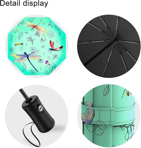 Compact Dragonfly Umbrella Flower Bug Gifts Folding Travel Inverted Umbrellas for Rain Windproof Portable Automatic Umbrellas Open Close Auto Sunshade Parasol Umbrella for Sun UV Protection in Saudi Arabia