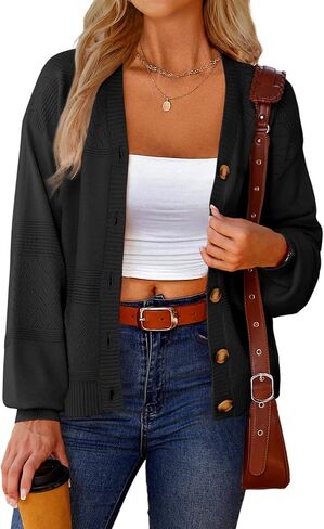 Anbech Womens Cardigan Sweater Lightweight 2025 Long Sleeve V Neck Button-Down Crochet Cardigans in Kuwait