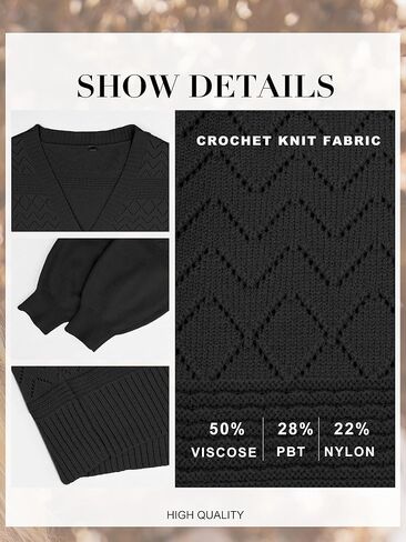 Anbech Womens Cardigan Sweater Lightweight 2025 Long Sleeve V Neck Button-Down Crochet Cardigans in Kuwait