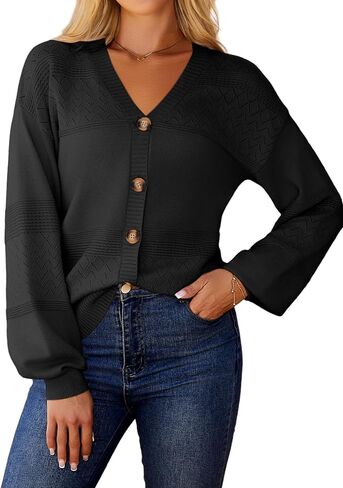 Anbech Womens Cardigan Sweater Lightweight 2025 Long Sleeve V Neck Button-Down Crochet Cardigans in Kuwait