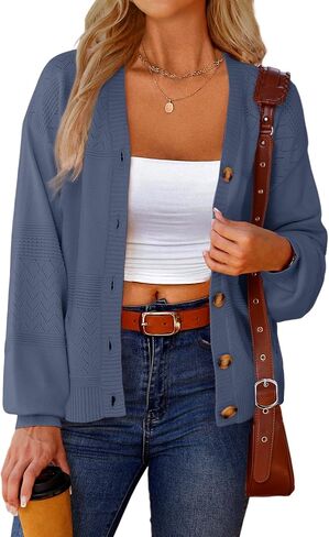 anbech womens cardigan سترة خفيفة الوزن 2025 الأكمام الطويلة v الأزرار الأزرار لأسفل الكارشيه cardigans in Kuwait