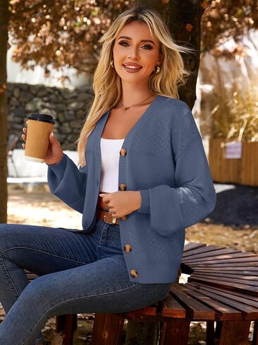 anbech womens cardigan سترة خفيفة الوزن 2025 الأكمام الطويلة v الأزرار الأزرار لأسفل الكارشيه cardigans in Kuwait