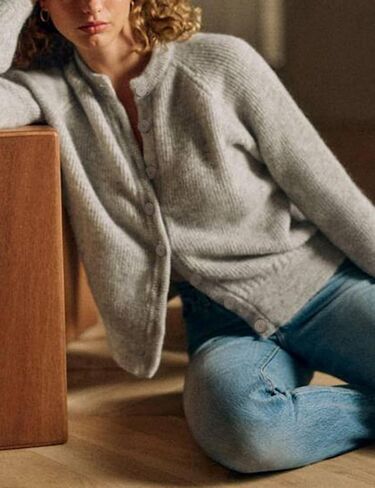 Bianstore Womens غير الرسمي الطويل الأكمام الزر لأسفل كارديجان مكتنزة متماسكة مفتوحة مفتوحة السترة الأمامية in Kuwait
