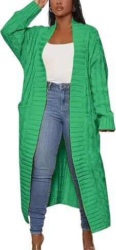 Women's Fall and Winter Cardigan Long Sleeve Sweater with Pockets Thick Knit Top Sweater in Saudi Arabia