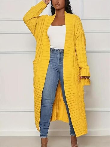 Women's Fall and Winter Cardigan Long Sleeve Sweater with Pockets Thick Knit Top Sweater in Saudi Arabia