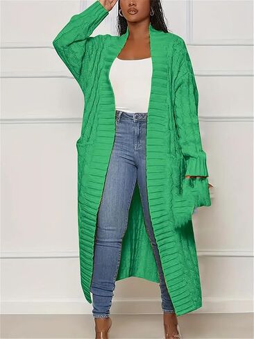 Women's Fall and Winter Cardigan Long Sleeve Sweater with Pockets Thick Knit Top Sweater in Saudi Arabia