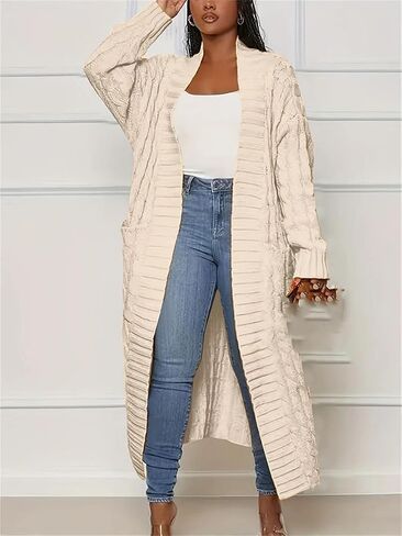 Women's Fall and Winter Cardigan Long Sleeve Sweater with Pockets Thick Knit Top Sweater in Saudi Arabia