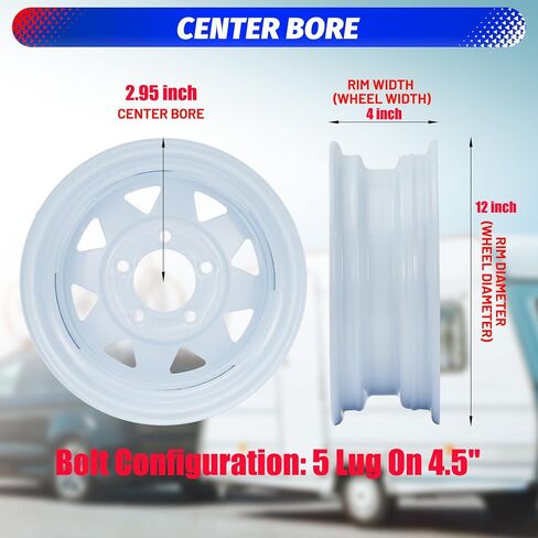 5.30-12 5.30x12 530-12 5.30-12 Trailer Tires with 12'' Rims, 5 Lug on 4.5", Load Range C, 6PR (530 12 with 5 lug) in Kuwait
