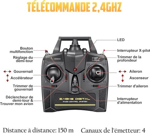HAWK'S WORK 3 Channel RC Plane BF-109, Remote Control Airplane Ready to Fly, 2.4GHz 6-axis Gyro Stabilizer, Easy to Fly for Kids & Beginners in Kuwait