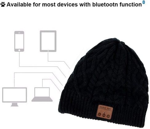 قبعة صغيرة للموسيقى اللاسلكية مع سماعات بلوتوث ومكبر صوت وميكروفون شتوي دافئ جمجمة للجري للرجال والنساء in Kuwait