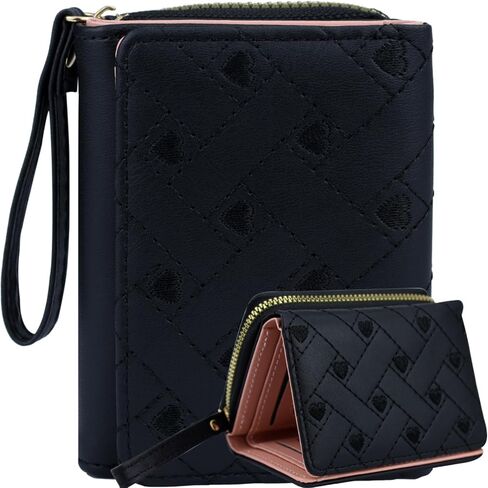 Cute Genuine Leather Wallet for Women Minimalist Kawaii Coin Purse with ID Window Travel Size (Pink) in Saudi Arabia