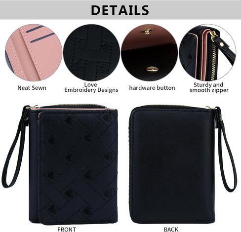 Cute Genuine Leather Wallet for Women Minimalist Kawaii Coin Purse with ID Window Travel Size (Pink) in Saudi Arabia