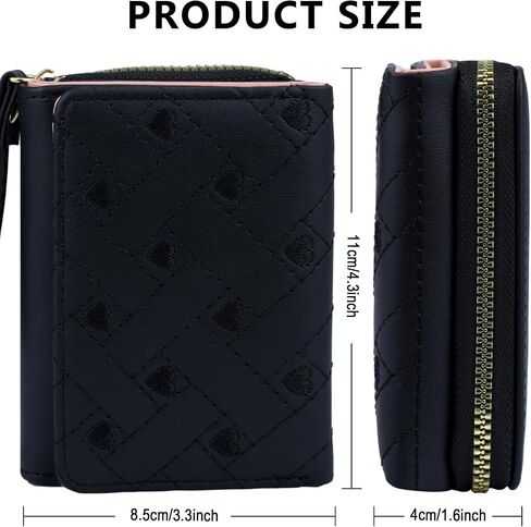 Cute Genuine Leather Wallet for Women Minimalist Kawaii Coin Purse with ID Window Travel Size (Pink) in Saudi Arabia