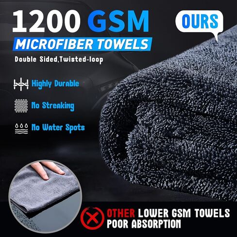 2-Pack Microfiber Car Towels (24" x 36") Dual-Sided Car Drying Towel Extra Large Ultra Absorbent Drying Towel for Cars and Trucks, Without Streaks, Scratches, or Water Spots in Saudi Arabia