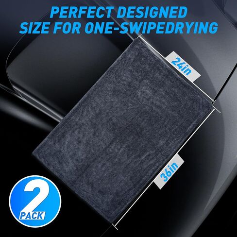2-Pack Microfiber Car Towels (24" x 36") Dual-Sided Car Drying Towel Extra Large Ultra Absorbent Drying Towel for Cars and Trucks, Without Streaks, Scratches, or Water Spots in Saudi Arabia