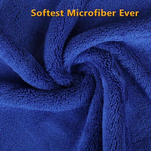 2-Pack Microfiber Towels (24"" x 15") Large Ultra Plush Super Soft Absorbent Detailing Drying Towel for Cars, SUV, Non Streaks, No Scratches, Spot Lint Free (Blue) in Kuwait