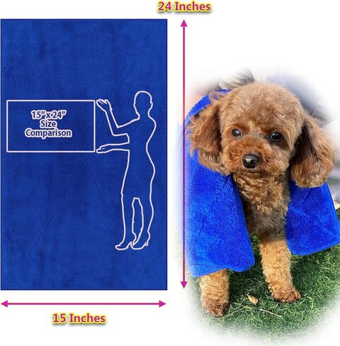 2-Pack Microfiber Towels (24"" x 15") Large Ultra Plush Super Soft Absorbent Detailing Drying Towel for Cars, SUV, Non Streaks, No Scratches, Spot Lint Free (Blue) in Kuwait