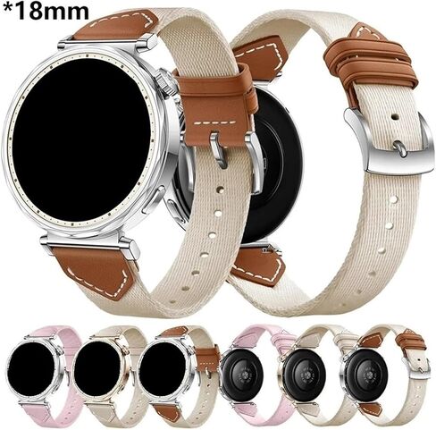 فرقة ساعة جلدية 18 ملم مناسبة لـ Huawei Watch GT5 4 Pro 42mm 41mm/Garmin Venu 3S 2S in Saudi Arabia