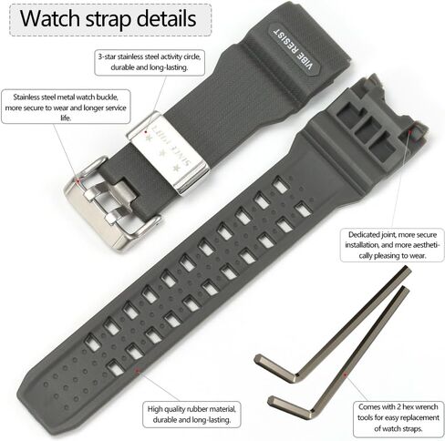 Resin Strap Compatible with Casio 10504378 GWG-1000 GWG1000 Mudmaster Men's Replacement Band GWG-1000-1A3 Watch Accessories in Saudi Arabia