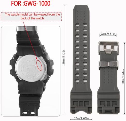 Resin Strap Compatible with Casio 10504378 GWG-1000 GWG1000 Mudmaster Men's Replacement Band GWG-1000-1A3 Watch Accessories in Saudi Arabia
