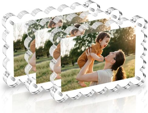 4 × 6 بوصة من الصور الأسقلوب إطارات 3 عبوات ، إطار صورة مغناطيسي أكريليك ، مزدوج الوجهين إطارات صور واضحة 10+10 مم ، إطار منفذ المنزل ديكور المنزلي القائم على سطح المكتب in Kuwait