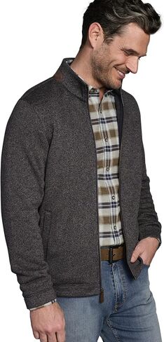 Johnston & Murphy Marled Rib Full zip - سترة متماسكة للرجال ، سترة من الرجال للمناصب أو التآكل غير الرسمي in Saudi Arabia