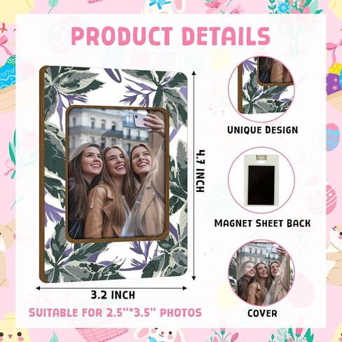 زهرة الخشب إطار إطار المغناطيس ، إطارات المغناطيس الأزهار للثلاجة ، زينة الخزانة ، إطار عرض جيب الصور المغناطيسية لتخزين قفل المكتب المنزلي-06 ( in Kuwait