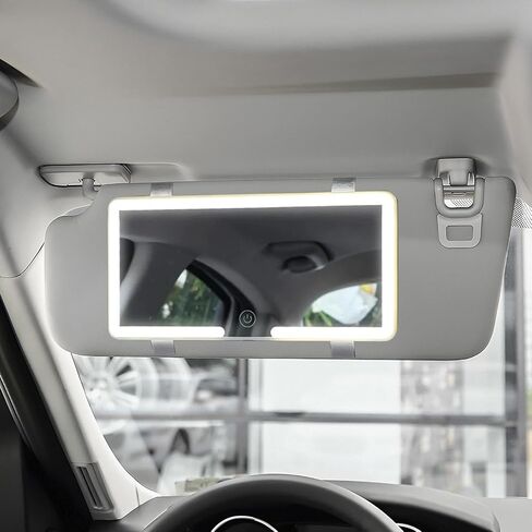 Car Vanity Mirror, Sun Visor Rechargeable LED Car Mirror, 3Modes & 60LEDs, Touch Control Dimmable, White in Saudi Arabia