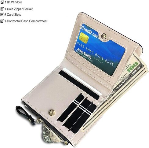 محفظة جلدية حقيقية bifold bifid حظر مع سحاب أخضر (وردي) in Kuwait
