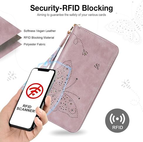 نساء محفظة RFID ، سعة كبيرة الفراشة القابض المحسبة محافظ السيدات محافظ المعصم للنساء in Kuwait