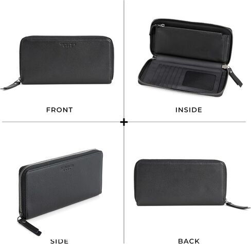Berliner Bags Vintage Genuine Leather Wallet Margo ، RFID HOLIBATE CARDER CARDS ، محفظة ضئيلة للسيدات ، ZIP حول المحفظة لـ 13 بطاقة ونافذة هوية ، فواتير ، عملات معدنية - بنية in Saudi Arabia