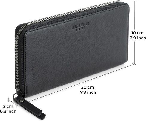 Berliner Bags Vintage Genuine Leather Wallet Margo ، RFID HOLIBATE CARDER CARDS ، محفظة ضئيلة للسيدات ، ZIP حول المحفظة لـ 13 بطاقة ونافذة هوية ، فواتير ، عملات معدنية - بنية in Saudi Arabia