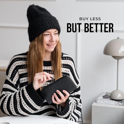 Berliner Bags Vintage Genuine Leather Wallet Margo ، RFID HOLIBATE CARDER CARDS ، محفظة ضئيلة للسيدات ، ZIP حول المحفظة لـ 13 بطاقة ونافذة هوية ، فواتير ، عملات معدنية - بنية in Saudi Arabia