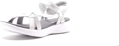 Skechers Women's On-The-Go 600-Brilliancy Sport Sandal, White/Grey, 6 M US in Saudi Arabia