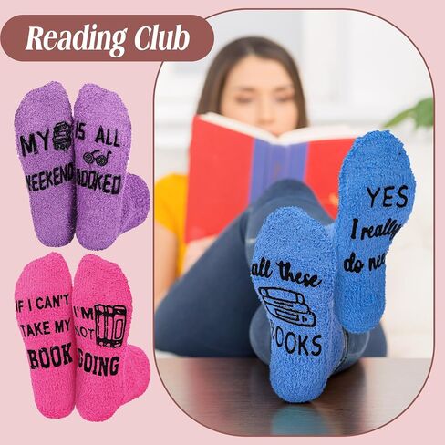 8 أزواج كتب جوارب نادي هدايا ، عشاق الكتب ، جوارب شبطة دافئة للنساء للنساء قراءات مكتبة هدايا عيد الميلاد in Saudi Arabia