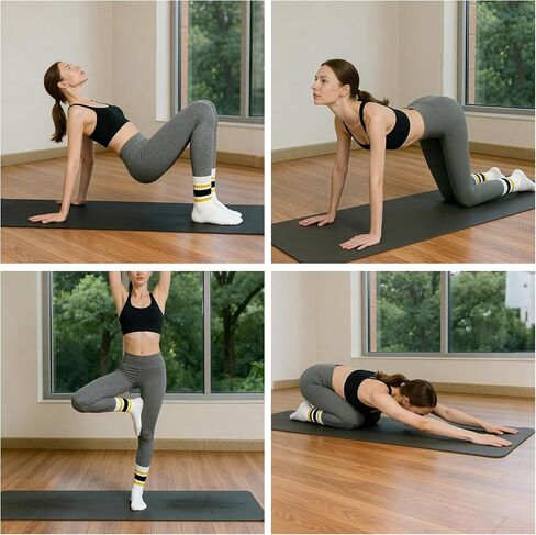 Vintage Pilates Socks with Grips for Women Retro Crew Socks Women in Saudi Arabia