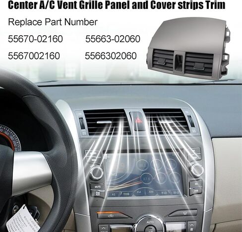 Center Dash A/C Outlet Air Vent Panel And Upper Dashboard Cover Strips Trim Left & Right Fit for Toyota Vehicle 2008-2013 Corolla Replace 55670-02160 55663-02060 55436-02150 in Saudi Arabia