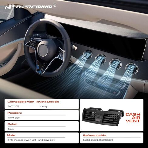 لوحة تهوية الهواء A-Premium A/C متوافقة مع Toyota Camry 2007-2013 ، الجانب الأمامي ، الأسود in Saudi Arabia