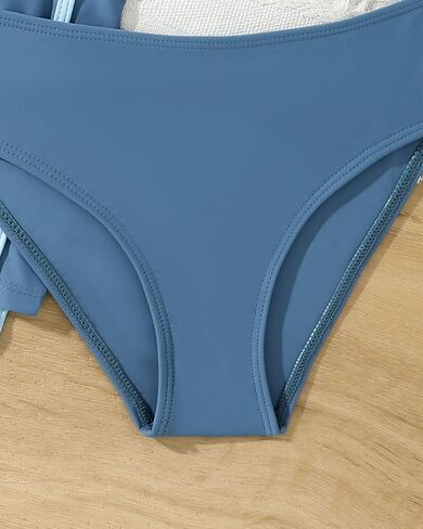 Girls Bikinis Set Kids 3 Pieces Swimsuit Quick Dry Bathing Suits Teens Blue Swimwear with Shorts 5-14T in Saudi Arabia