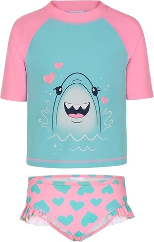 Saint Eve Toddler و Kids Rash Guard Swimsuit - بدلة السباحة من قطعتين وقميص السباحة للفتيات - UPF 50 حماية من أشعة الشمس in Kuwait