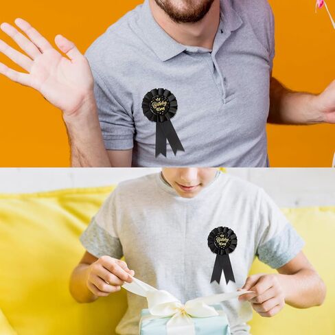 Birthday King Badge Pin – Black Award Ribbon for Men & Boys, Happy Birthday Button Pin, Prince Theme Party Decorations - FECAIJMI in Saudi Arabia
