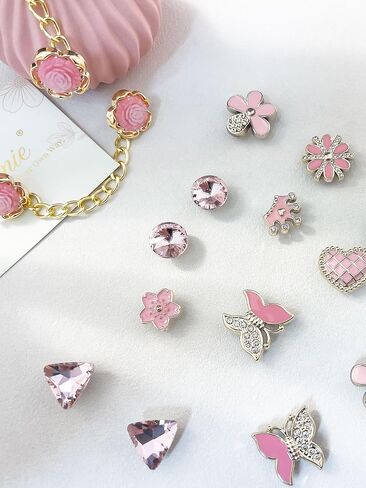 24pcs Plastic Bling Shoe Charms Set –Pearl, Butterfly, Flower & Chain Decorations for Clogs & Sandals – Cute Accessories for Women & Girls Gift in Saudi Arabia