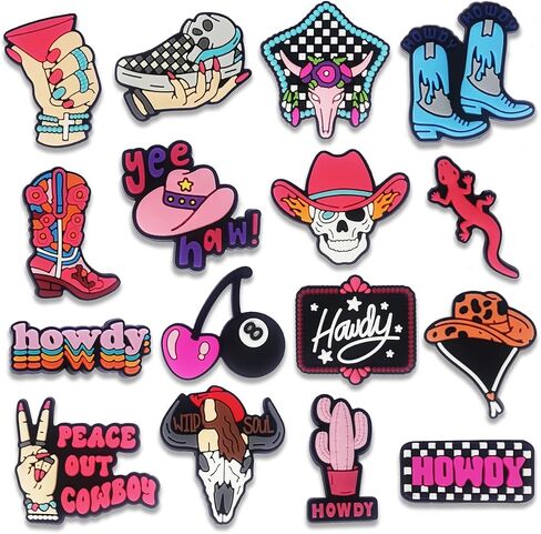 16Pcs Howdy Medical Coffee Summer Autism Bookish Princess Purple Witch Jesus Plants Dominican Shoe Charms for Croc Bubble Slides Sandals Clogs, Shoe Decorations for Adults Women Girls Boys in Kuwait