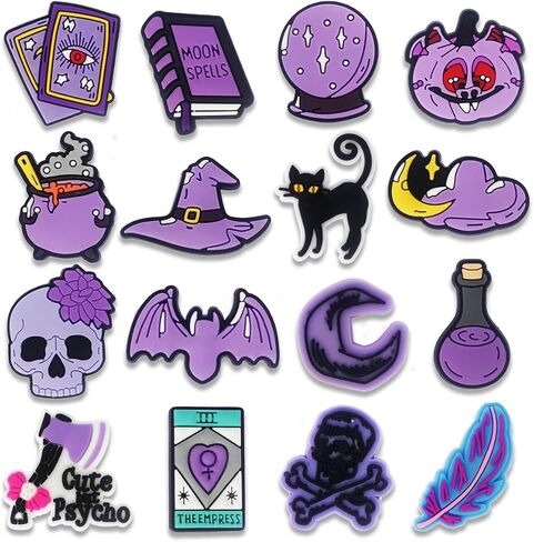 16Pcs Howdy Medical Coffee Summer Autism Bookish Princess Purple Witch Jesus Plants Dominican Shoe Charms for Croc Bubble Slides Sandals Clogs, Shoe Decorations for Adults Women Girls Boys in Kuwait