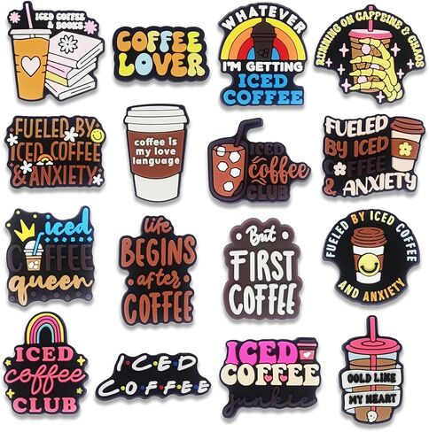 16Pcs Howdy Medical Coffee Summer Autism Bookish Princess Purple Witch Jesus Plants Dominican Shoe Charms for Croc Bubble Slides Sandals Clogs, Shoe Decorations for Adults Women Girls Boys in Kuwait