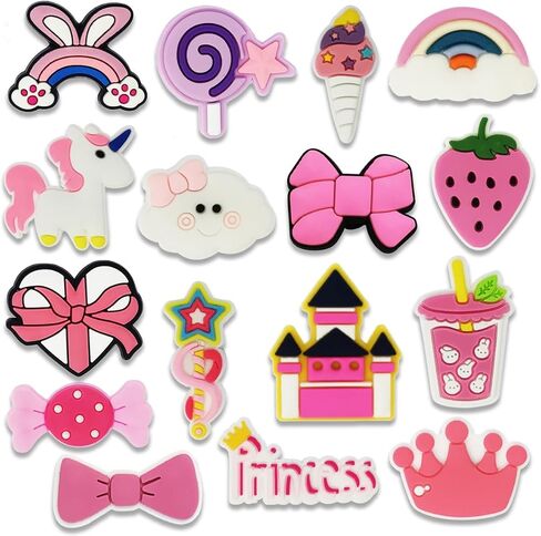 16Pcs Howdy Medical Coffee Summer Autism Bookish Princess Purple Witch Jesus Plants Dominican Shoe Charms for Croc Bubble Slides Sandals Clogs, Shoe Decorations for Adults Women Girls Boys in Kuwait
