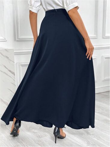 Verdusa Women's Elegant A Line Maxi Skirt High Waisted Flowy Skirt with Pockets in Saudi Arabia