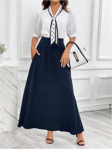 Verdusa Women's Elegant A Line Maxi Skirt High Waisted Flowy Skirt with Pockets in Saudi Arabia